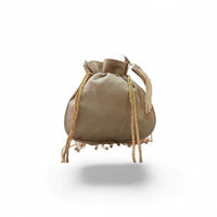 Elegant Handcrafted Pearl Beaded Potli Bag — detail