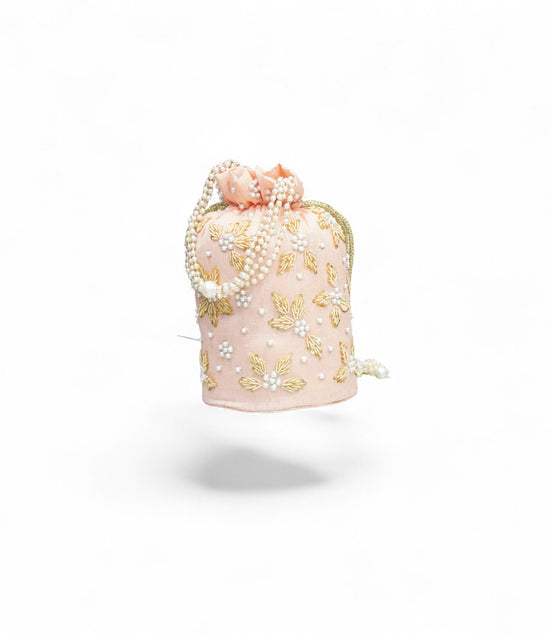Blush Pink Pearl Embellished Potli Bag