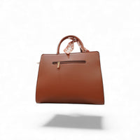 Caramel Brown Quilted Tote Handbag — detail