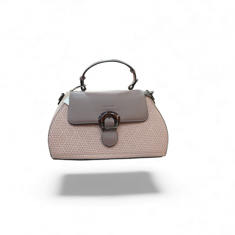 Elegant Woven Textured Structured Handbag — front