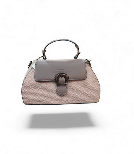 Elegant Woven Textured Structured Handbag — front