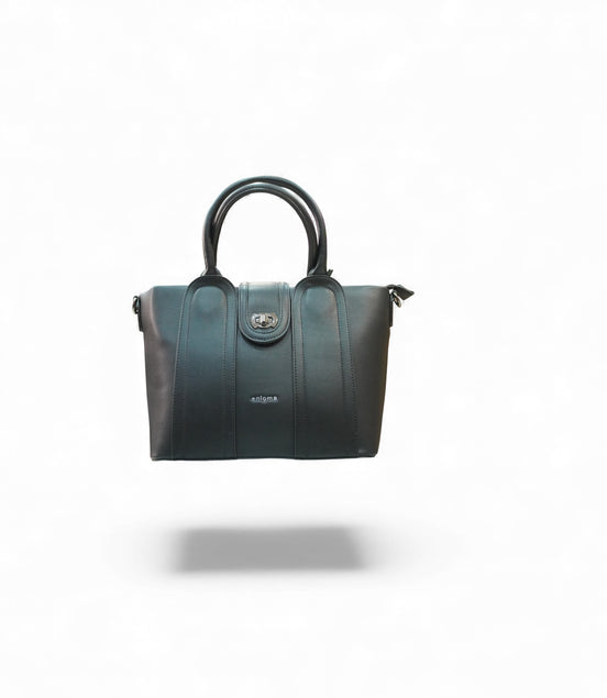 Classic Black Structured Handbag with Dual Handles