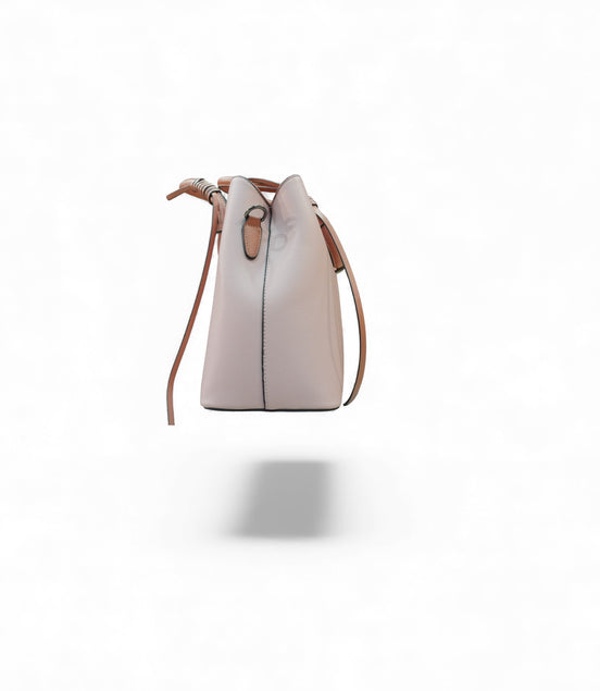 Elegant Blush Pink Handbag with Knotted Leather Handles by Enigma
