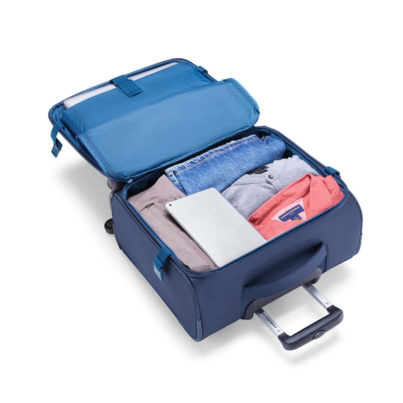 American Tourister Norton 28L polyester rolling tote Navy — trolley handle extended