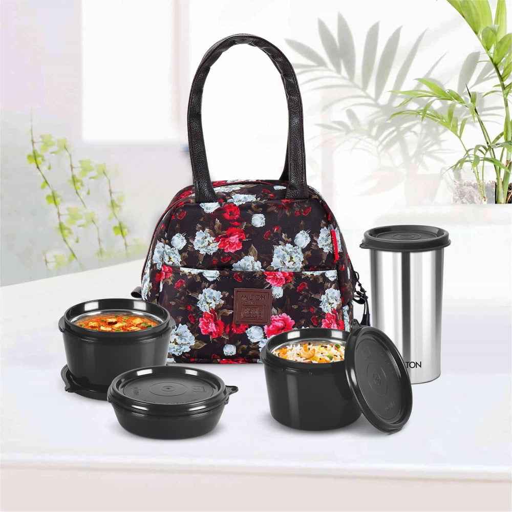 Milton Floret Insulated Lunch Box Set (3 Containers + Tumbler + Jacket)