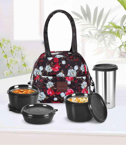 Milton Floret Insulated Lunch Box Set (3 Containers + Tumbler + Jacket)