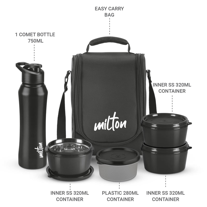 Milton Food Fiesta Lunchbox Black — angle view