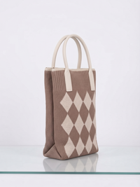 Women's Stylish Knit Tote Handbag – Beige & Sea Green