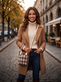 Women's Stylish Knit Tote Handbag – Beige & Sea Green