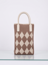 Women's Stylish Knit Tote Handbag – Beige & Sea Green