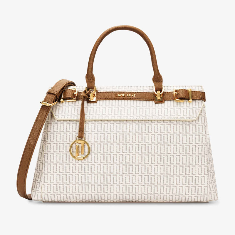 Lavie Luxe Cindy Horizontal Medium Satchel Bag in Ivory