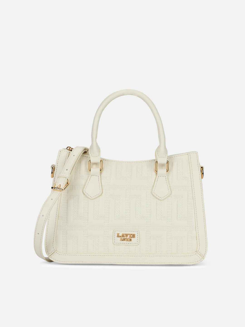 Lavie Luxe Hailey Small 3 Compartment Satchel Bag in Ivory