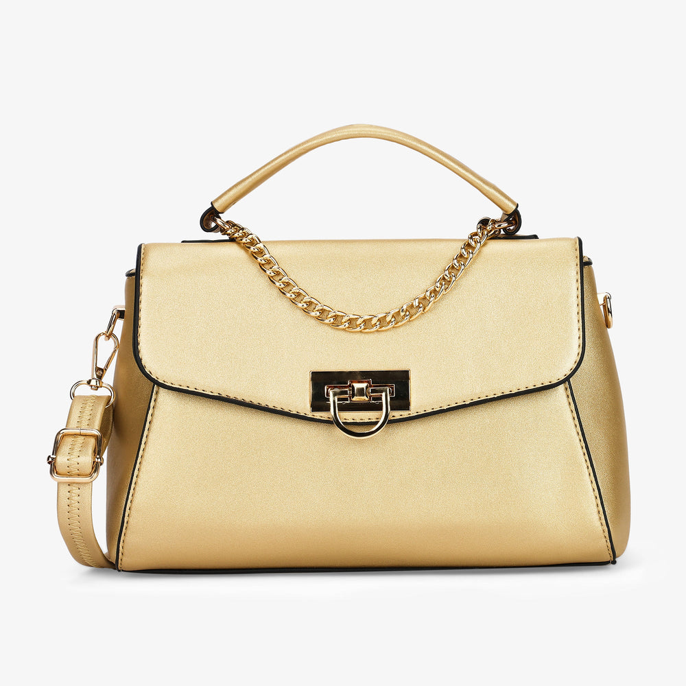 Lavie Luxe Pine Small Satchel Bag in Gold