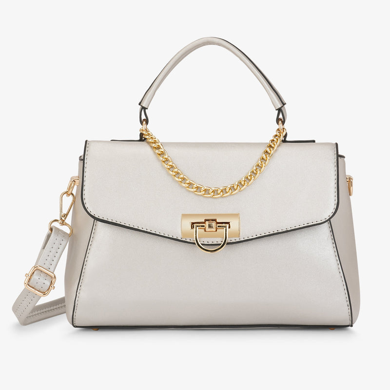 Lavie Luxe Pine Small Satchel Bag in Silver