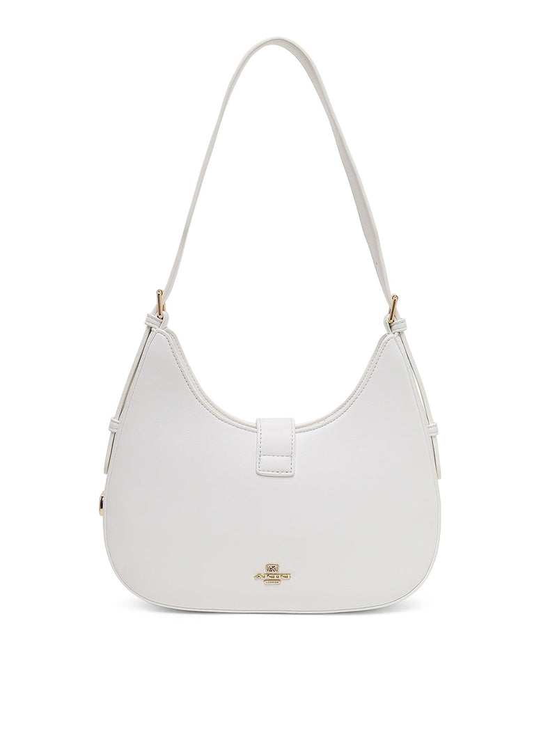 AKIKI London Greenwich Flap Small Hobo Bag White detail