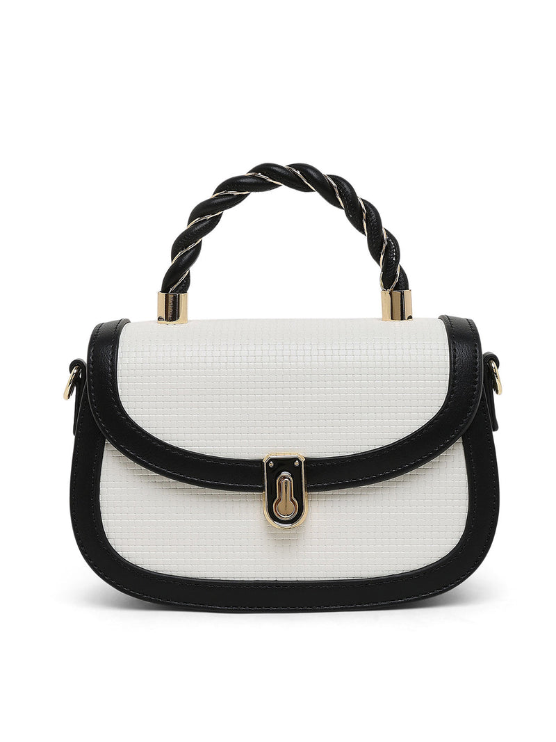 AKIKI London Trinity Flap Small Satchel Bag - Black