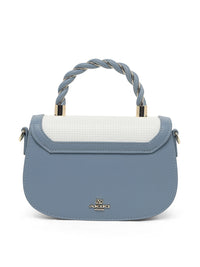 AKIKI London Trinity Flap Small Satchel Bag Blue detail