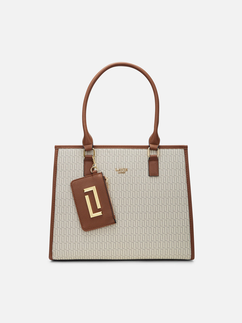 Lavie Luxe Mono Quad25 Large Handbag in Mono Ivory