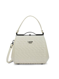 Lavie Luxe Fluffel Frame Small Satchel Bag in Ivory