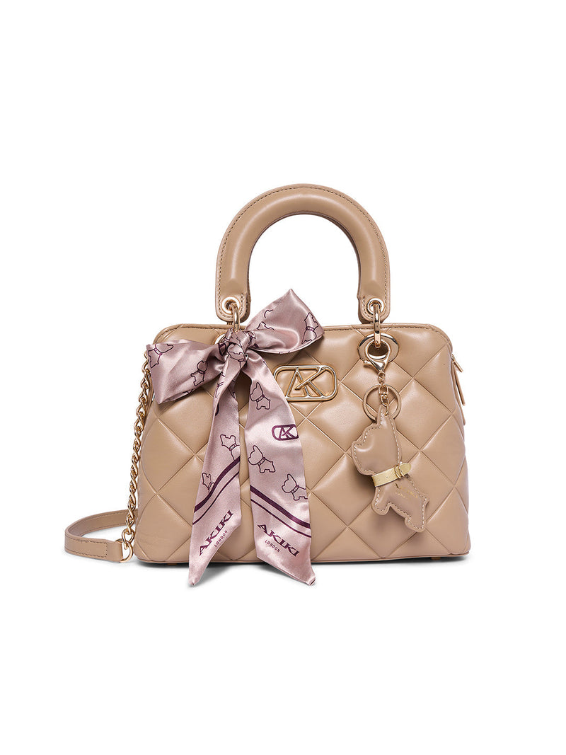 AKIKI London Whitehall 11 Small Satchel Bag Beige detail
