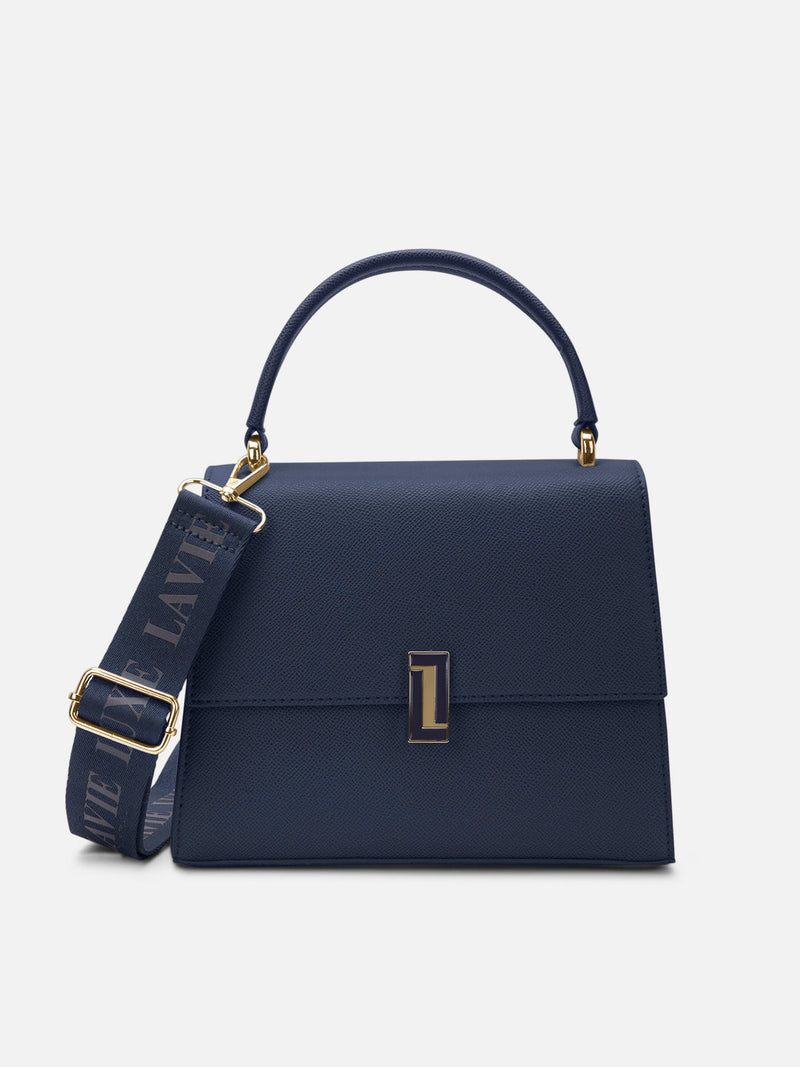 Lavie Luxe Duo Merci Satchel Bag in Navy Blue