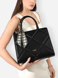 Lavie Luxe Quare Large Satchel Bag in Black