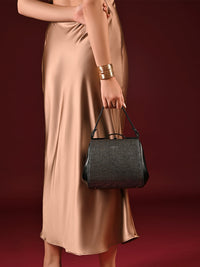 Lavie Luxe Fluff Medium Frame Handbag in Black