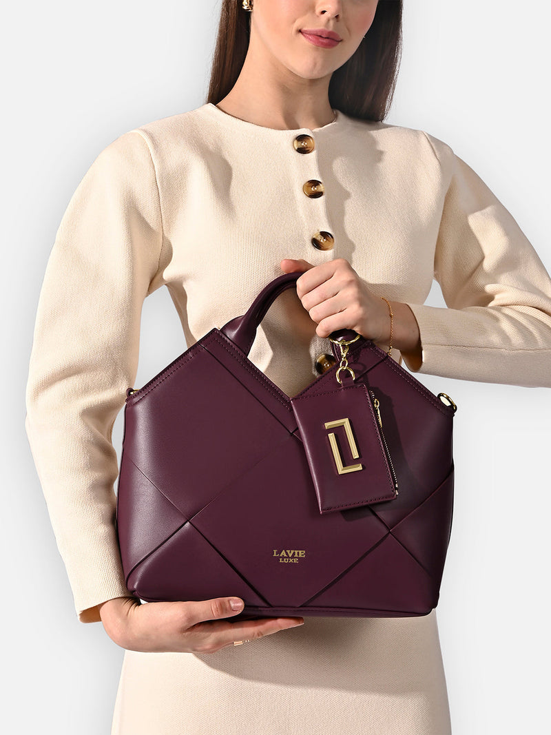 Lavie Luxe Crossway26 Medium Satchel Bag in Wine