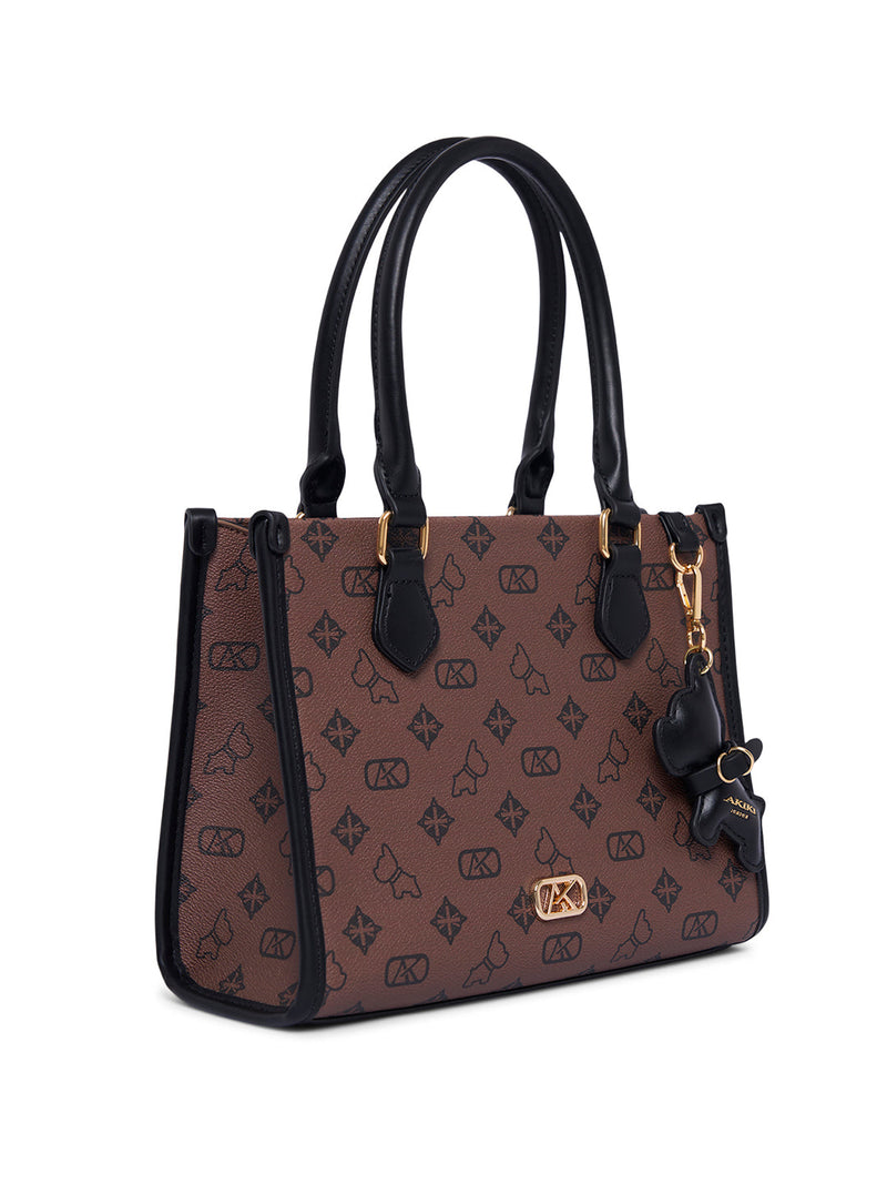 AKIKI London Holborn Medium Box Satchel Bag Choco detail