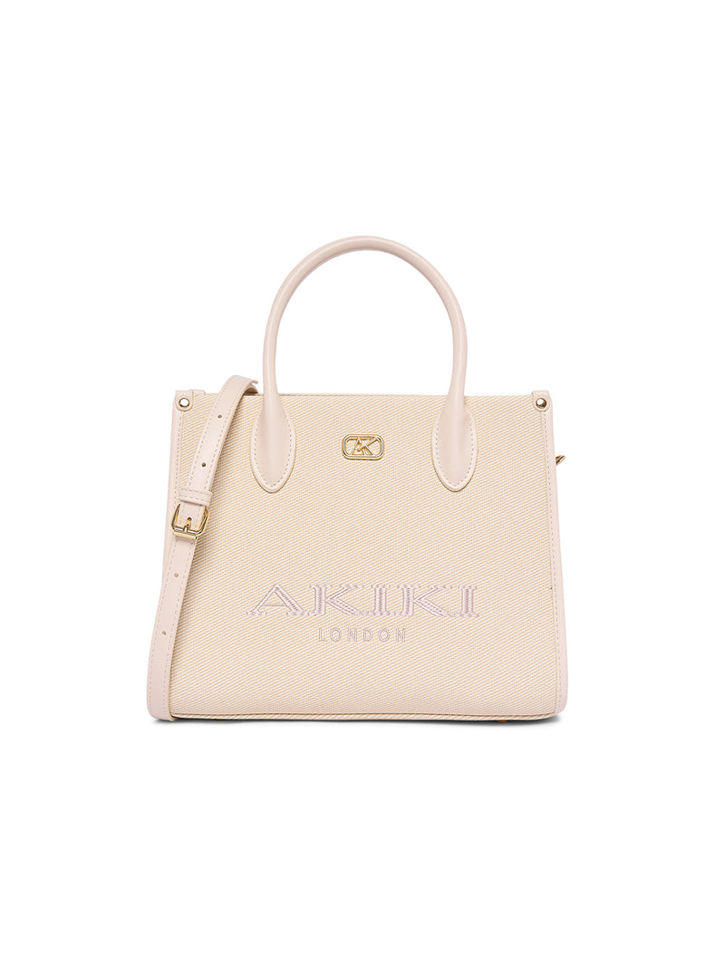 AKIKI London Manor 28 Box Medium Satchel Bag Off White detail