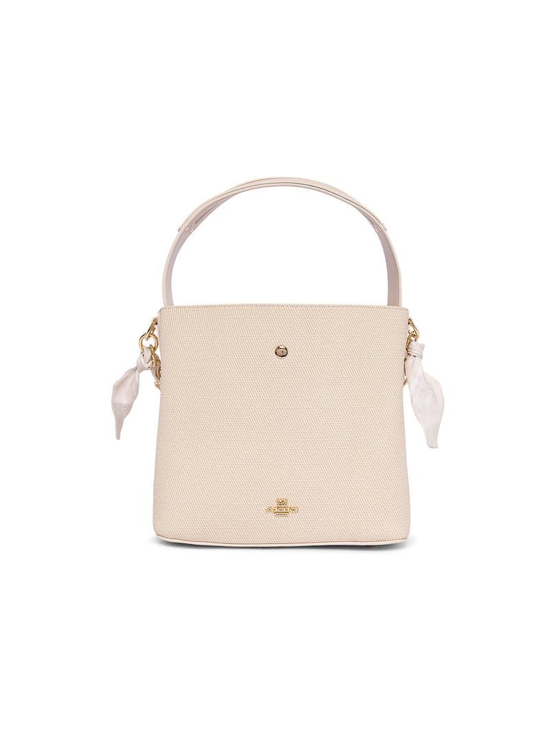AKIKI London Sudbury 23 Medium Bucket Bag Off White detail