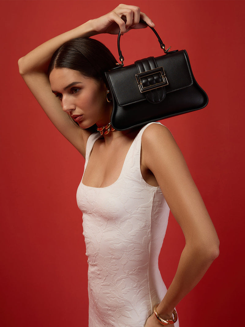 AKIKI London Southwark 25 Flap Small Handbag Black detail