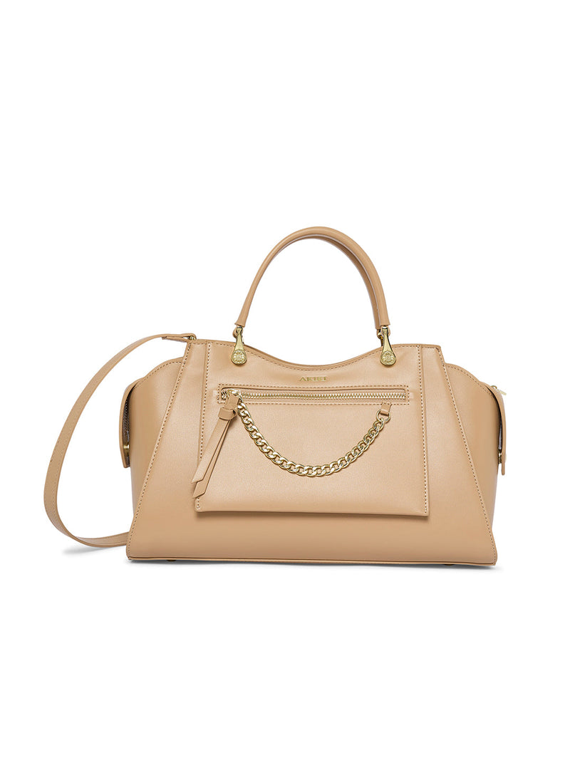 AKIKI London Islington 33 Small Satchel Bag Beige lifestyle