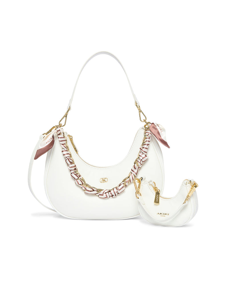 AKIKI London Worcester 30 Hobo Small Handbag White detail