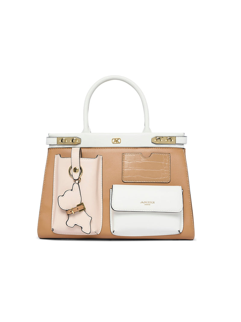 AKIKI London Southall Large Satchel Bag - Tan