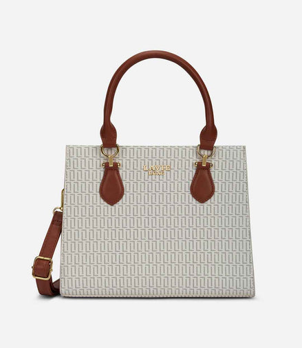 Lavie Luxe Monogram Wella 3 Compartment Satchel Bag