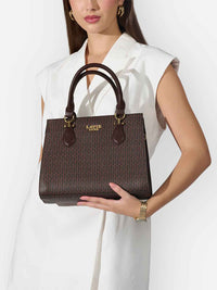 Lavie Luxe Monogram Wella Satchel Bag in Mono Brown