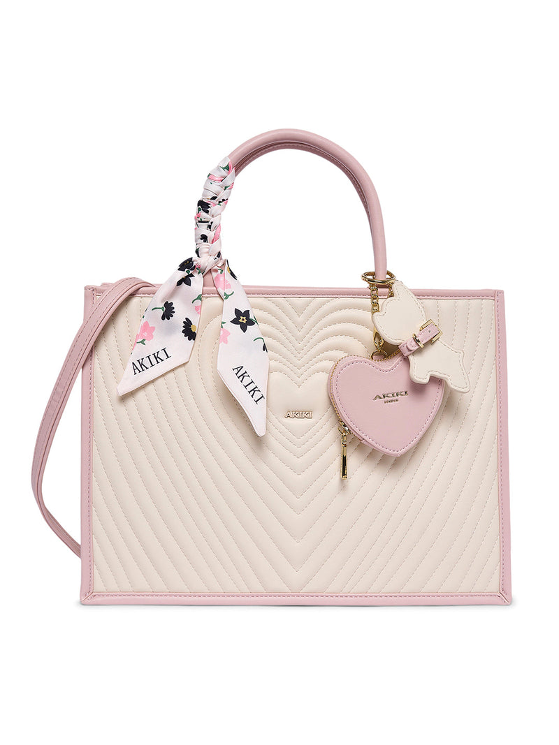 AKIKI London Heartley Large Satchel Bag Beige detail