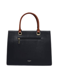 AKIKI London Beverley Large Satchel Bag Black/Tan detail