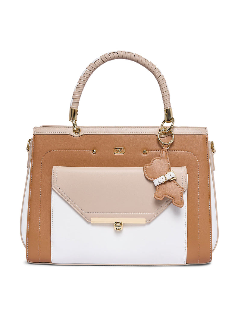 AKIKI London Hambledon Medium Satchel Bag - Beige