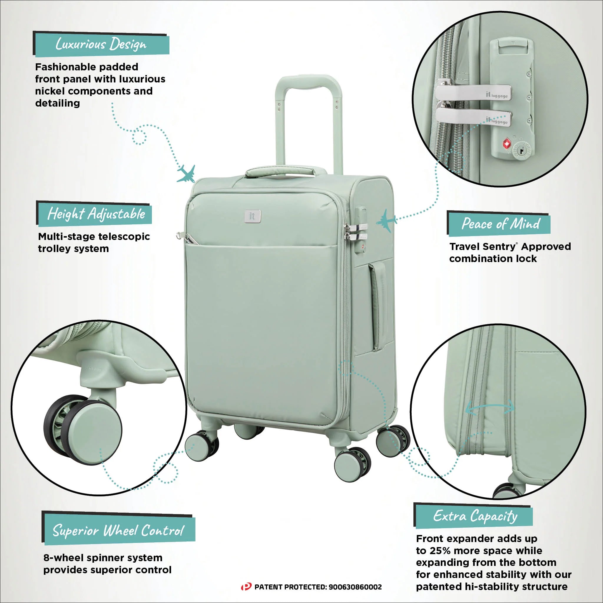 IT Luggage Desert Sage Lustrous Luxe Cabin
