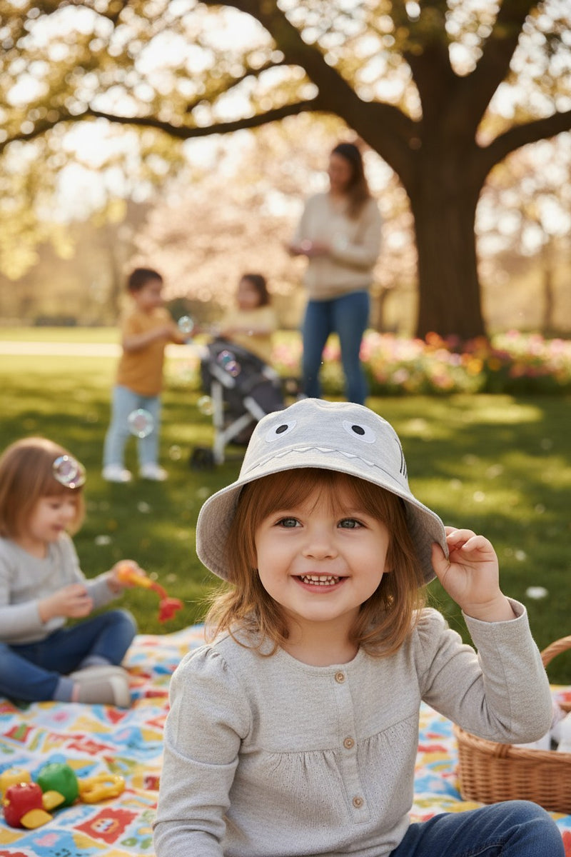 Kids’ Grey Animal Print Sun Hat – Playful Outdoor Protection