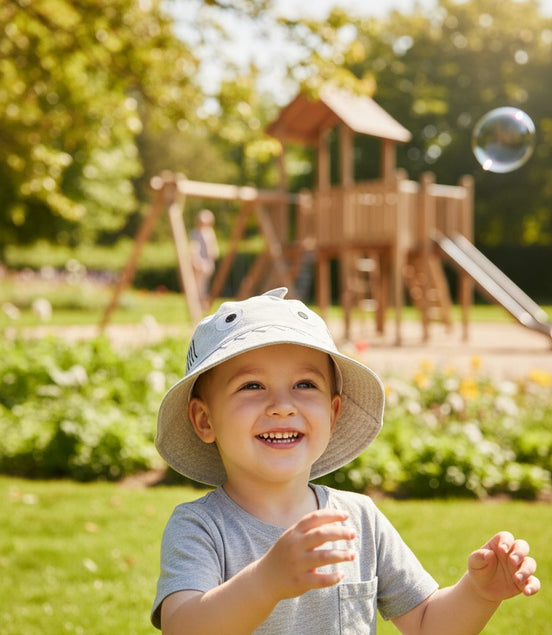 Kids’ Grey Animal Print Sun Hat – Playful Outdoor Protection