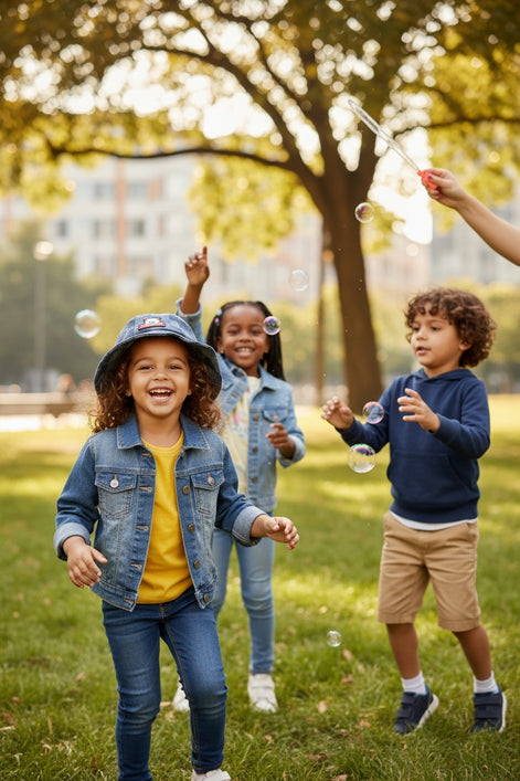 Kids’ Denim Bucket Hat – Casual Outdoor Style