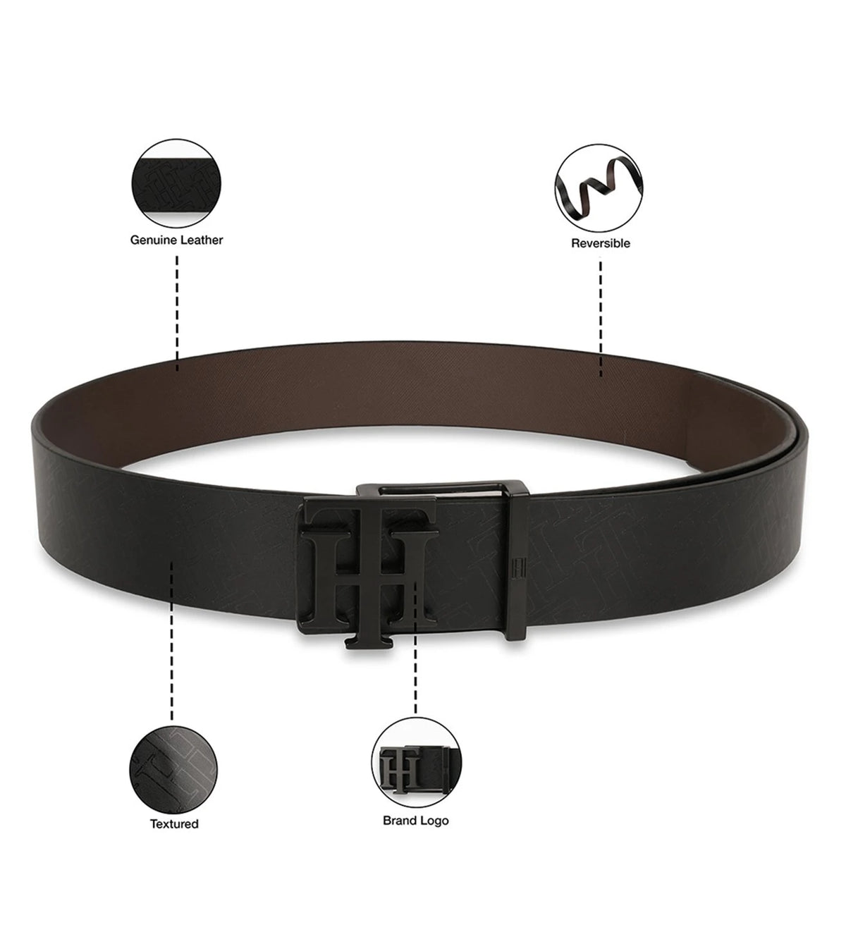 TOMMY HILFIGER TH / LEONARDO / REVERSIBLE / BLACK+BROWN