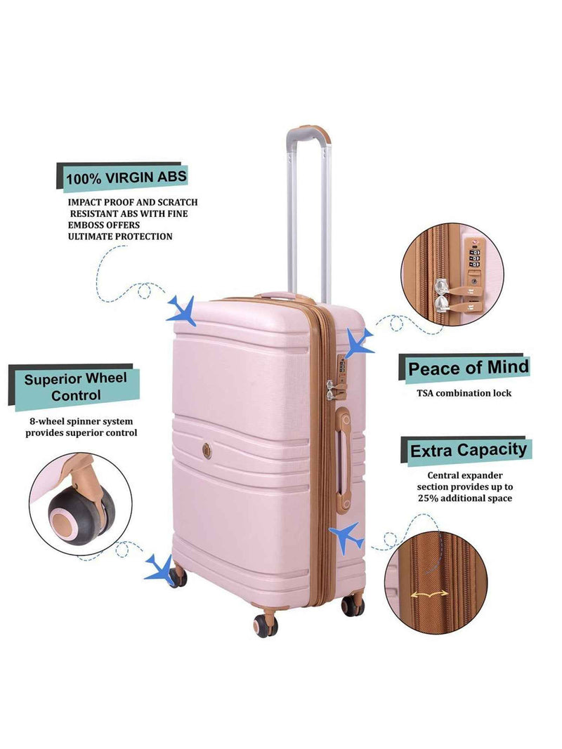 IT Luggage Quintessential Striped Hard Trolley — Pink (Set of 3)