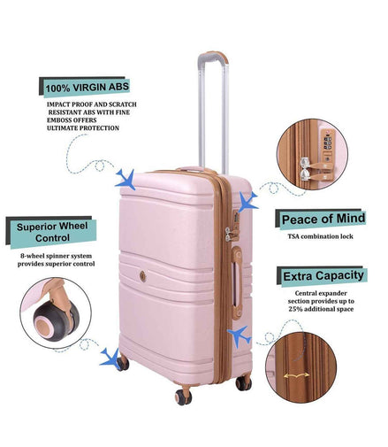IT Luggage Quintessential Striped Hard Trolley — Pink (Set of 3)