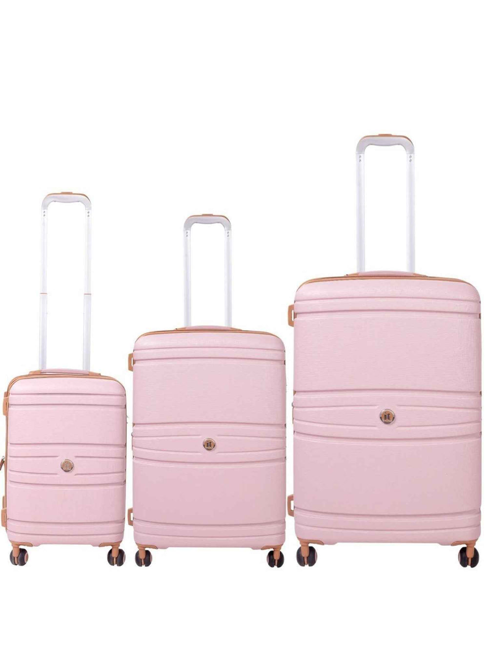 IT Luggage Quintessential Striped Hard Trolley — Pink (Set of 3)