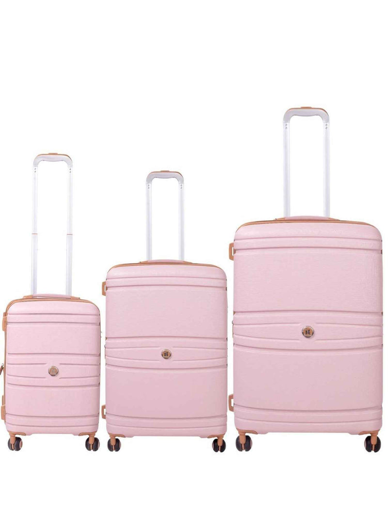 IT Luggage Quintessential Striped Hard Trolley — Pink (Set of 3)