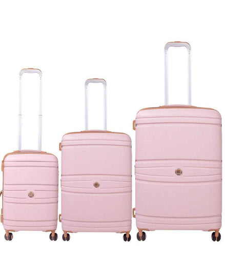 IT Luggage Quintessential Striped Hard Trolley — Pink (Set of 3)